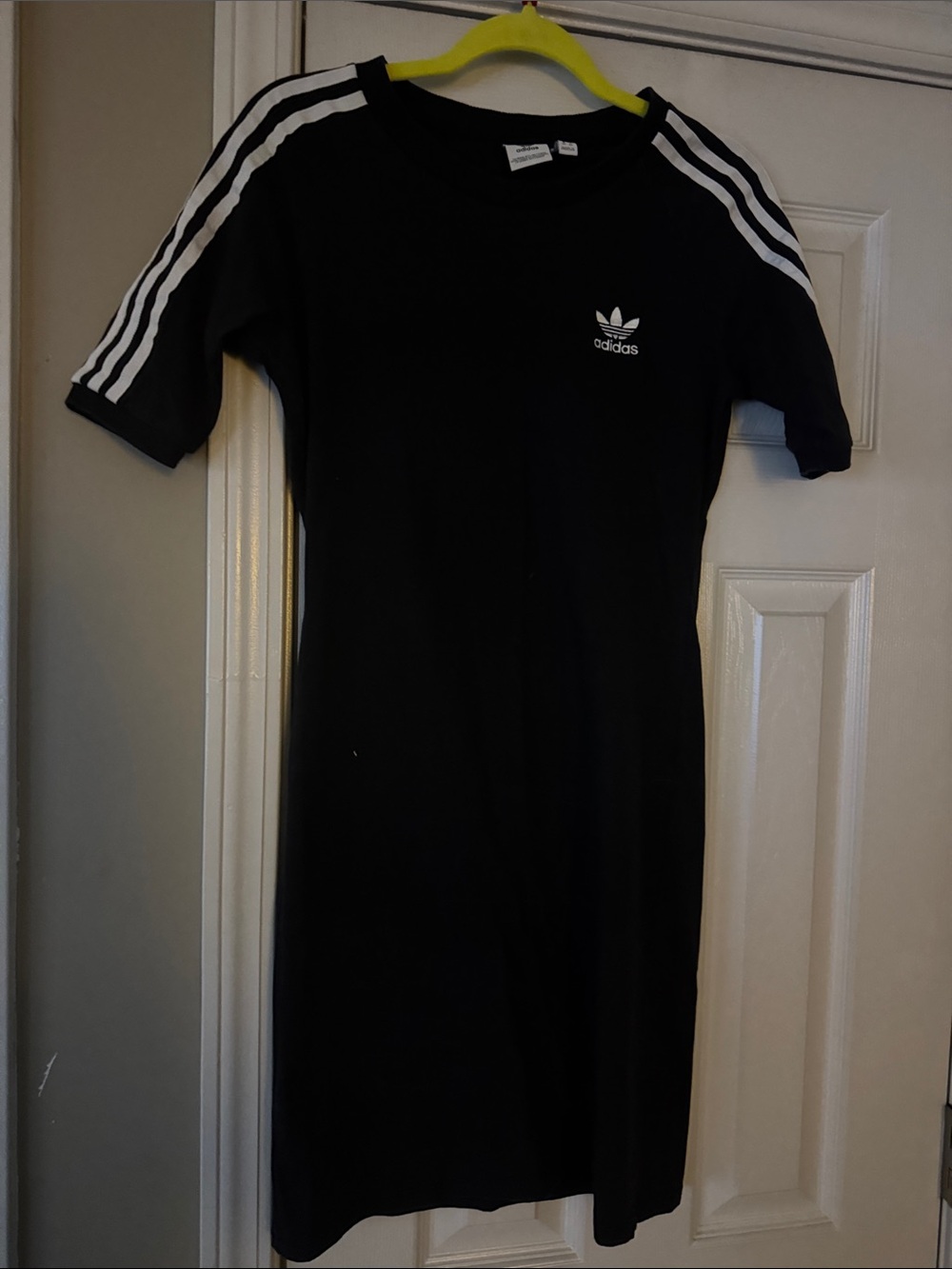 adidas Black Midi Dress with White Three-Stripe Detail